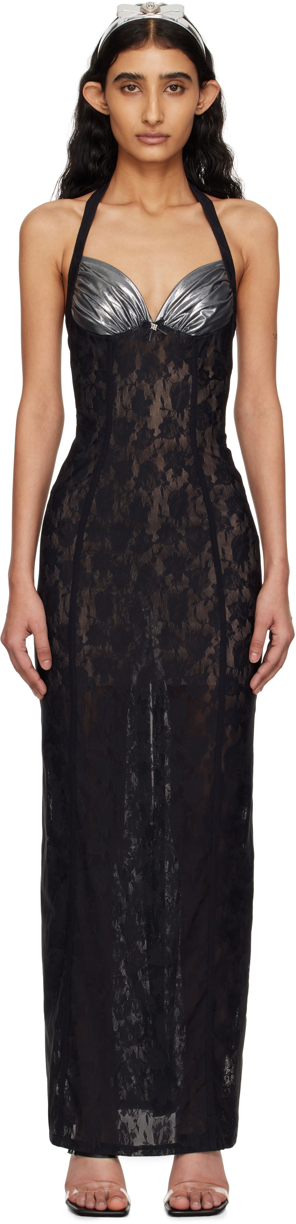 Kjole MISBHV MISBHV Stella Lace Maxi Dress Sort | 250W808, 0