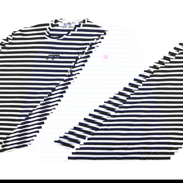 T-shirt Comme des Garçons PLAY Double Heart Striped Tee Mørkeblå | AZ T228 051 1, 1
