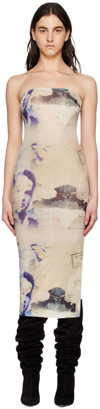 Kjole Miaou Miaou Lila Print Midi Dress Beige | 5025PM2COR