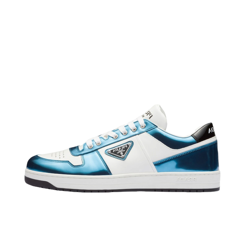 Sneakers og sko Prada Downtown Low Top Sneakers Leather White Metallic Blue Blå | 2EE364_3LL2_F0W81