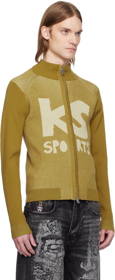 Sweater KidSuper KidSuper Retro Rib 'KS Sports' Zip-Up Sweater Gul | SS25-SW-17, 1