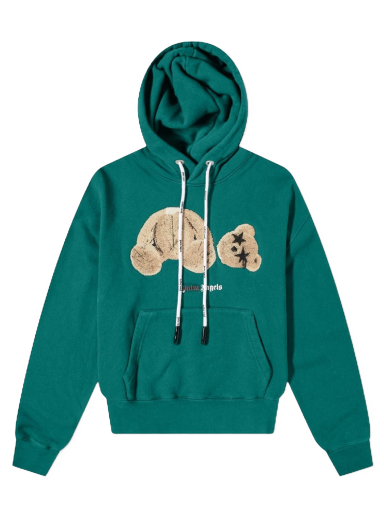 Sweatshirt Palm Angels Spray Logo Kill The Bear Popver Hoody Grøn | PMBB058F21FLE0125760