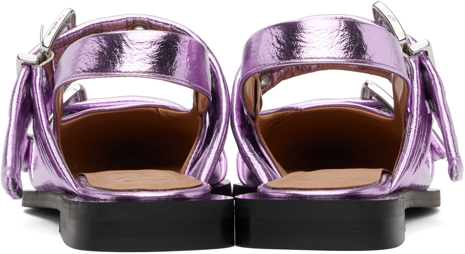 Tilbehør GANNI GANNI Buckle Slingback Flats Lilla | S2874, 1