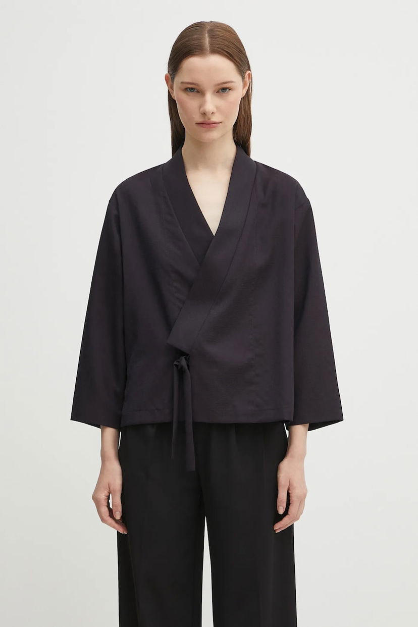 Skjorte KENZO Kenzo Weave Kimono Oversize Sort | FF62VE0329ID