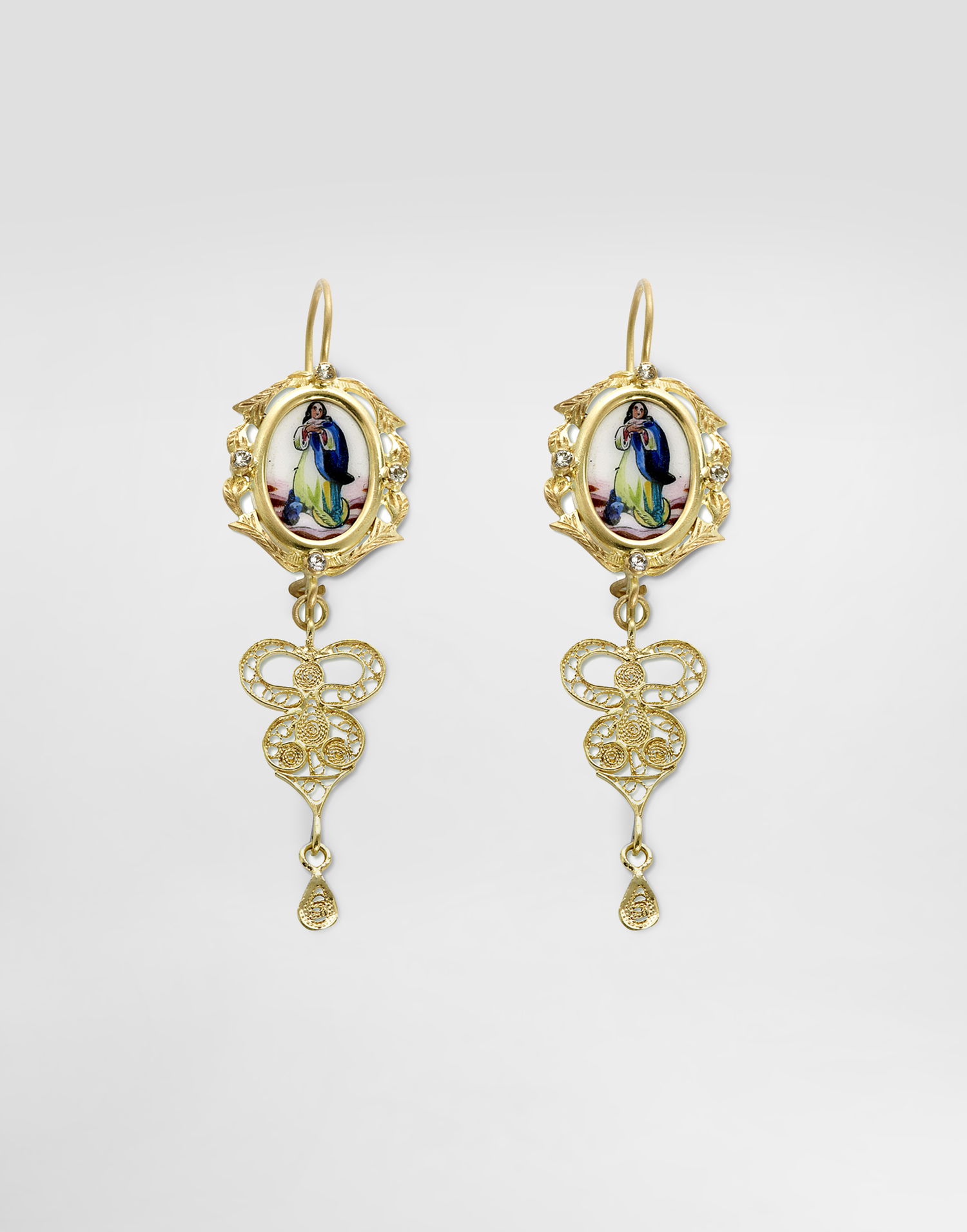 Øreringe Dolce & Gabbana Dolce & Gabbana Sicily Drop Earrings with Religious Figure and Filigree Design Gul | WEDD1GW0001ZOO00, 0