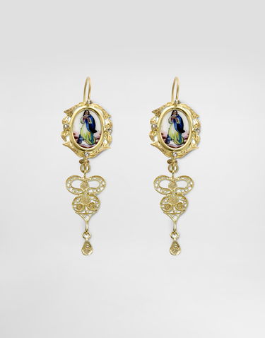 Øreringe Dolce & Gabbana Dolce & Gabbana Sicily Drop Earrings with Religious Figure and Filigree Design Gul | WEDD1GW0001ZOO00, 0