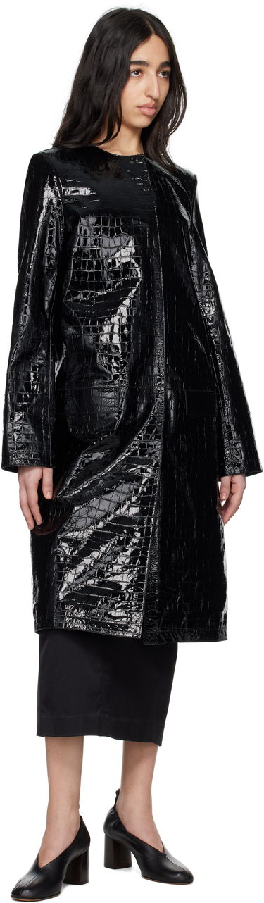 Frakker TOTEME TOTEME Croco-Embossed Leather Coat Sort | 252-WRO0219-LE0129, 3