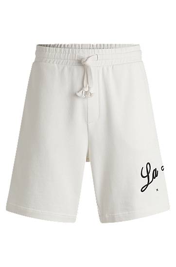 Shorts BOSS Cotton-Terry Shorts with Logo Hvid | 50539002, 0