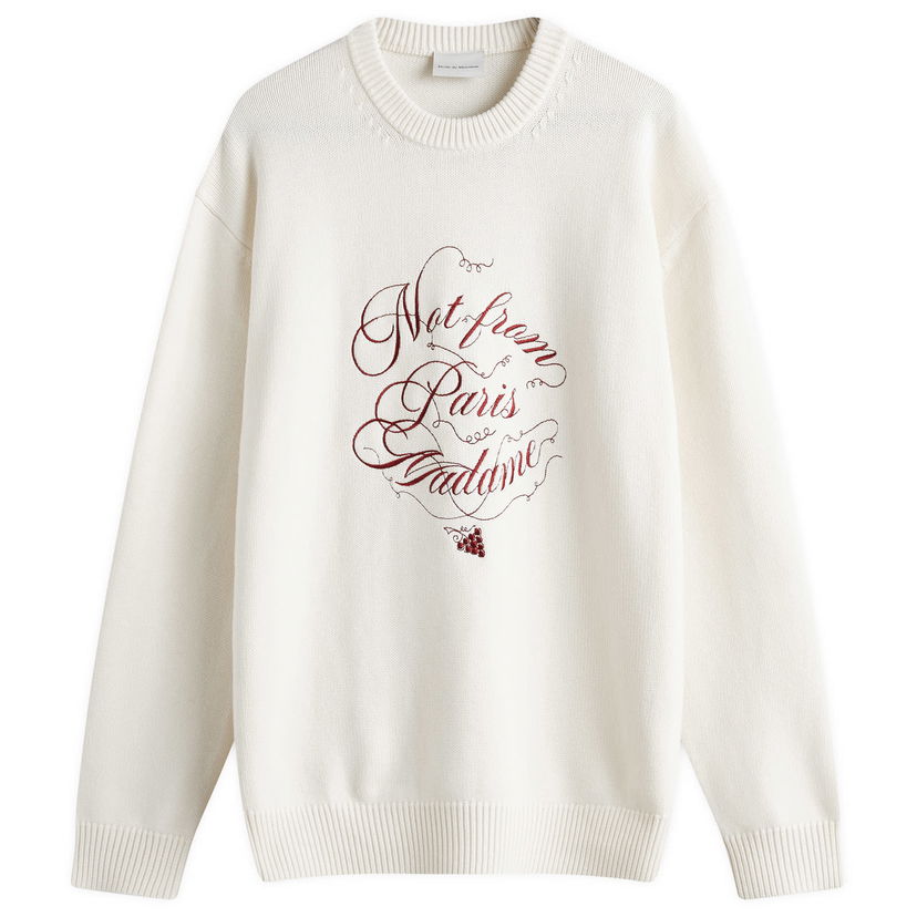 Sweater Drôle de Monsieur Crew Knit With Graphic Print Hvid | F-PO178-WO023-CM
