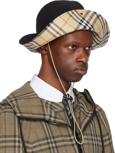 Hat Burberry Burberry Check Brim Gabardine Bucket Hat Beige | 8112364, 1