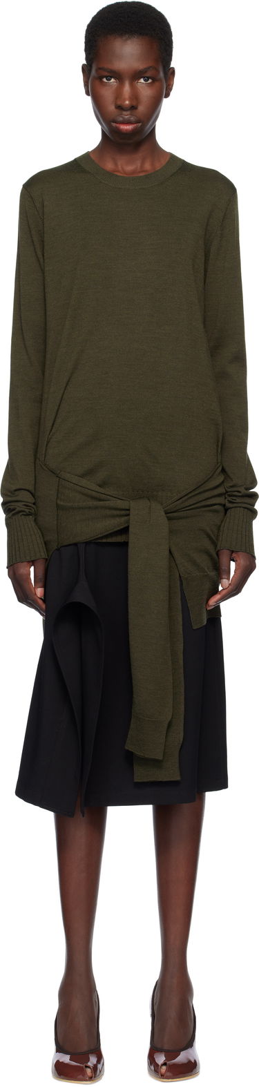 Sweater Stella McCartney Stella McCartney Mixed Wool Tie-Waist Sweater Grøn | 6K10463S2581, 0