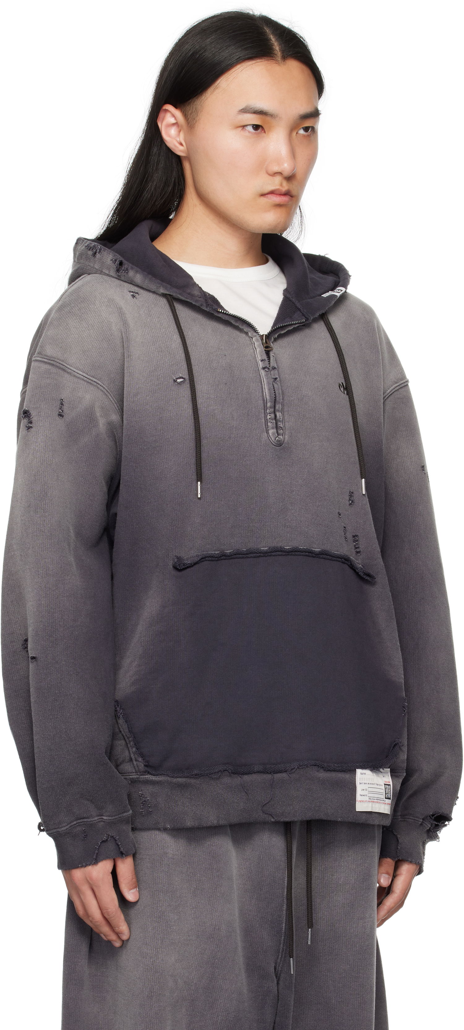 Sweatshirt Maison MIHARA YASUHIRO Maison MIHARA YASUHIRO Sun Faded Half Zip-Up Hoodie Grå | A14HD532, 1