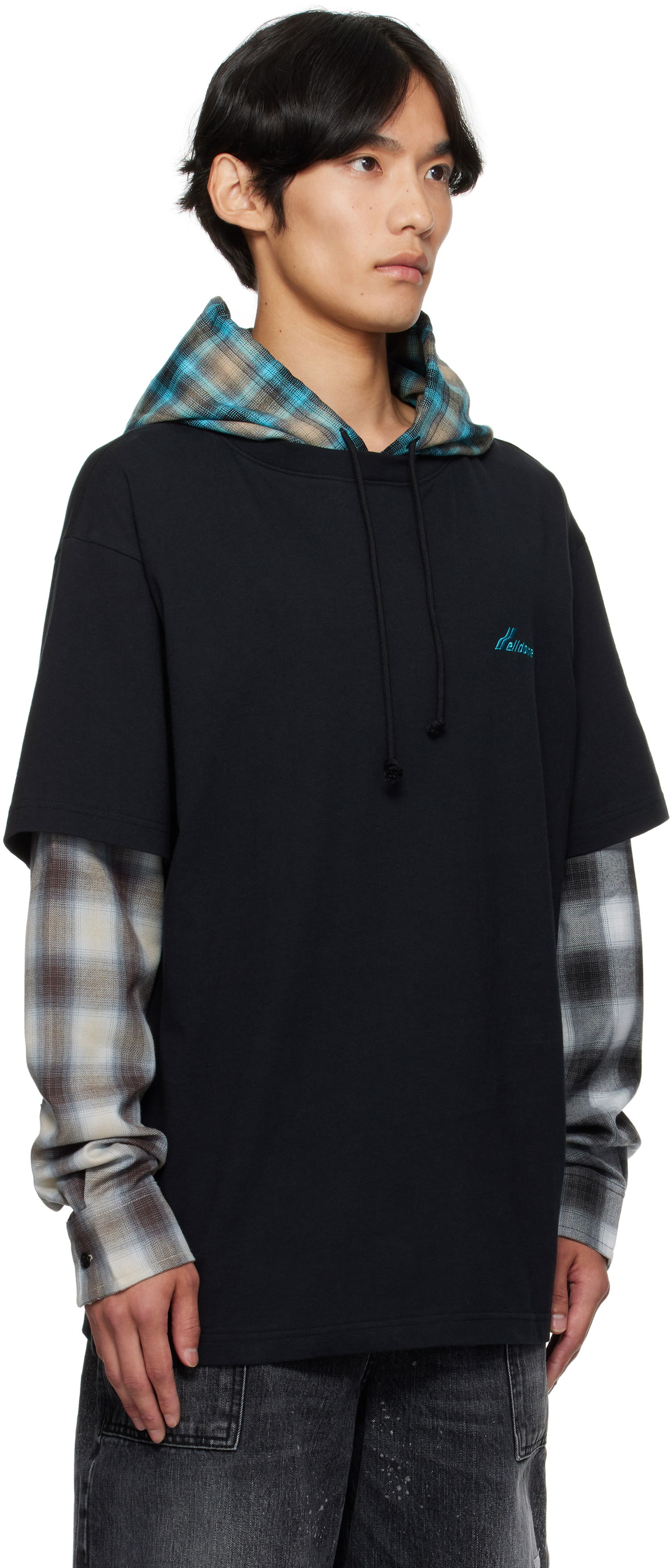 T-shirt We11done We11done Checkered Layered T-Shirt Sort | WD-TT2-25-783-U-BK, 1