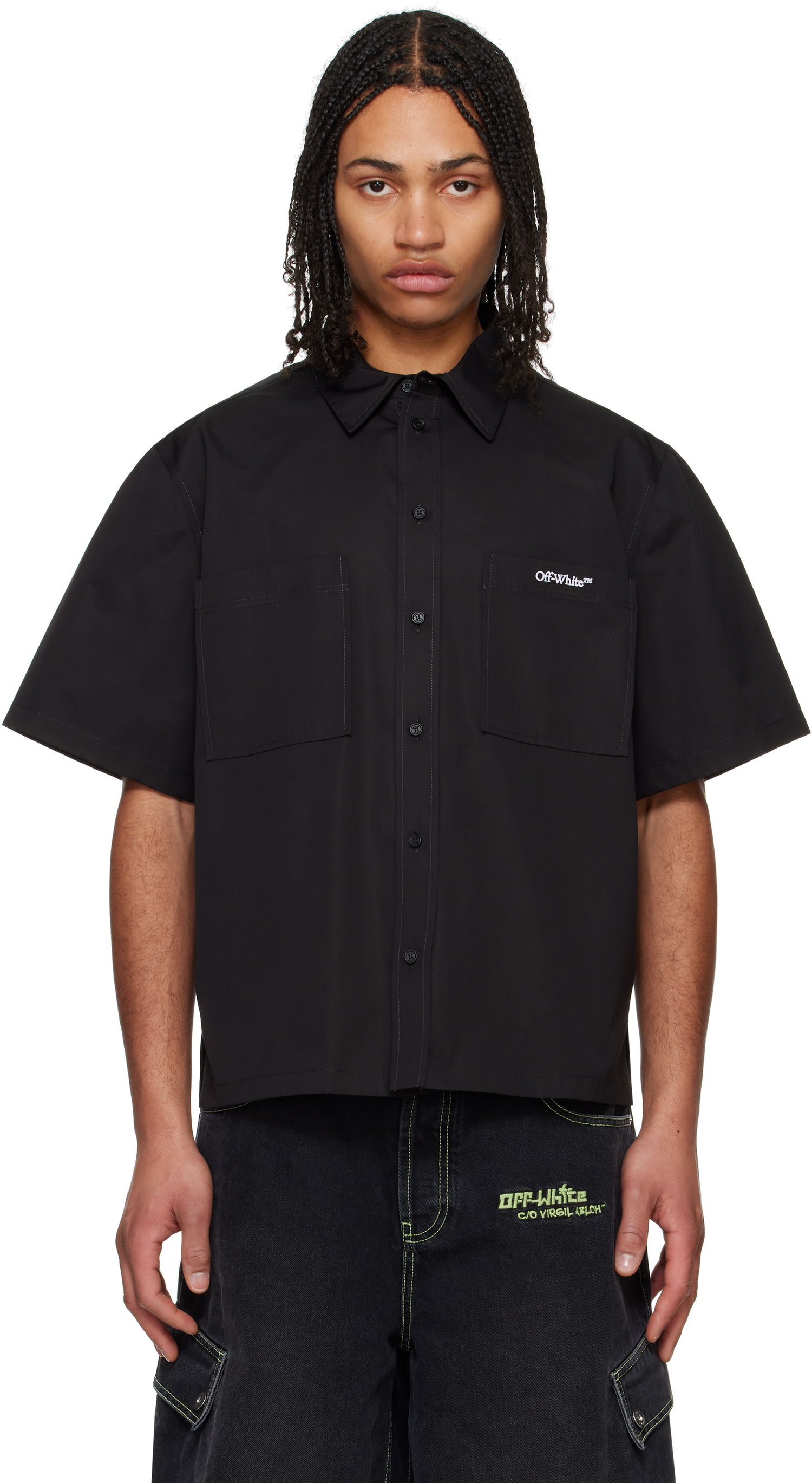 Skjorte Off-White Off-White Bookish Summer Shirt Sort | OMGG002C99FAB0021001, 0