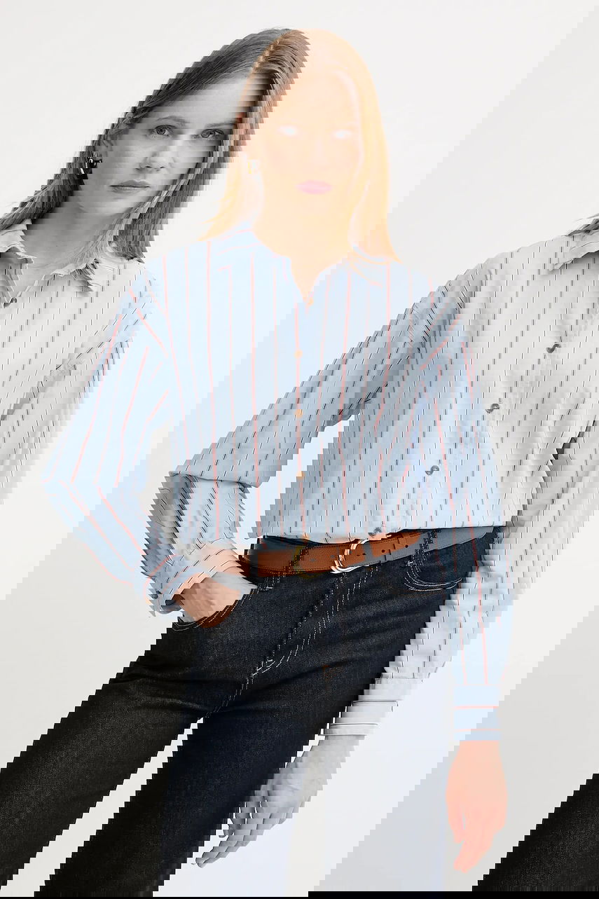 Skjorte Barbour Barbour Saffron Relaxed Fit Button-Down Shirt Blå | LSH1698, 0