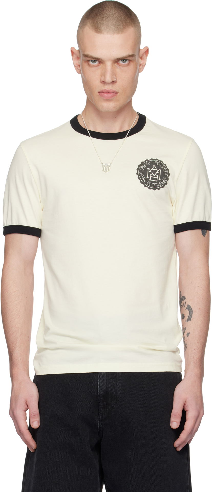 T-shirt Ambush Ringer Graphic T-Shirt Beige | BMAA00EF24JER0013110
