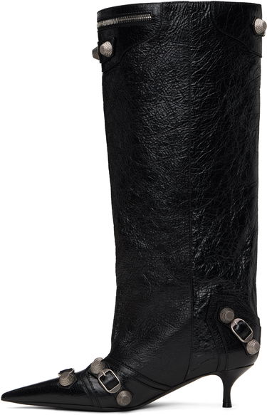 Sneakers og sko Balenciaga Cagole Wide Leather Boots With Buckle Sort | 802090 WAD4E, 2