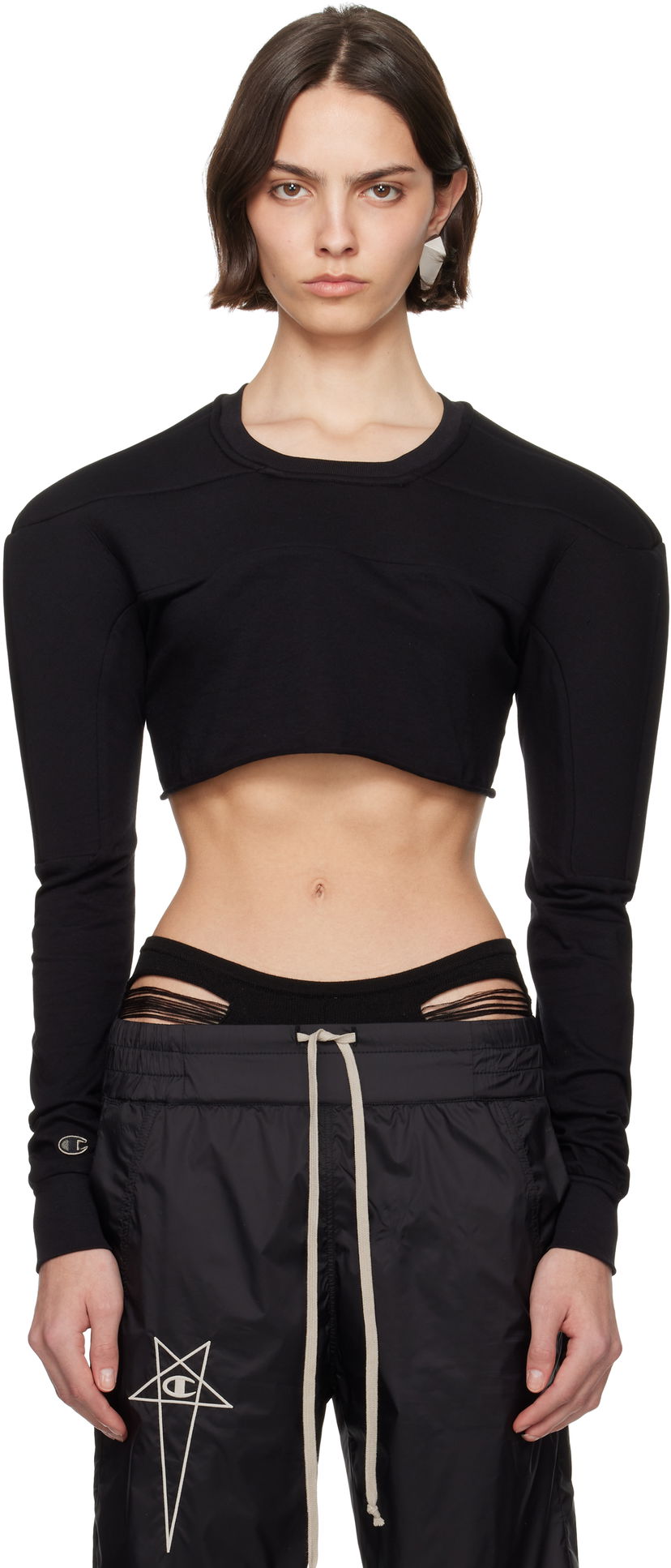 T-shirt Rick Owens Rick Owens Champion Edition Girdered Cropped Harness T-Shirt Sort | CW01E1708 CHJG