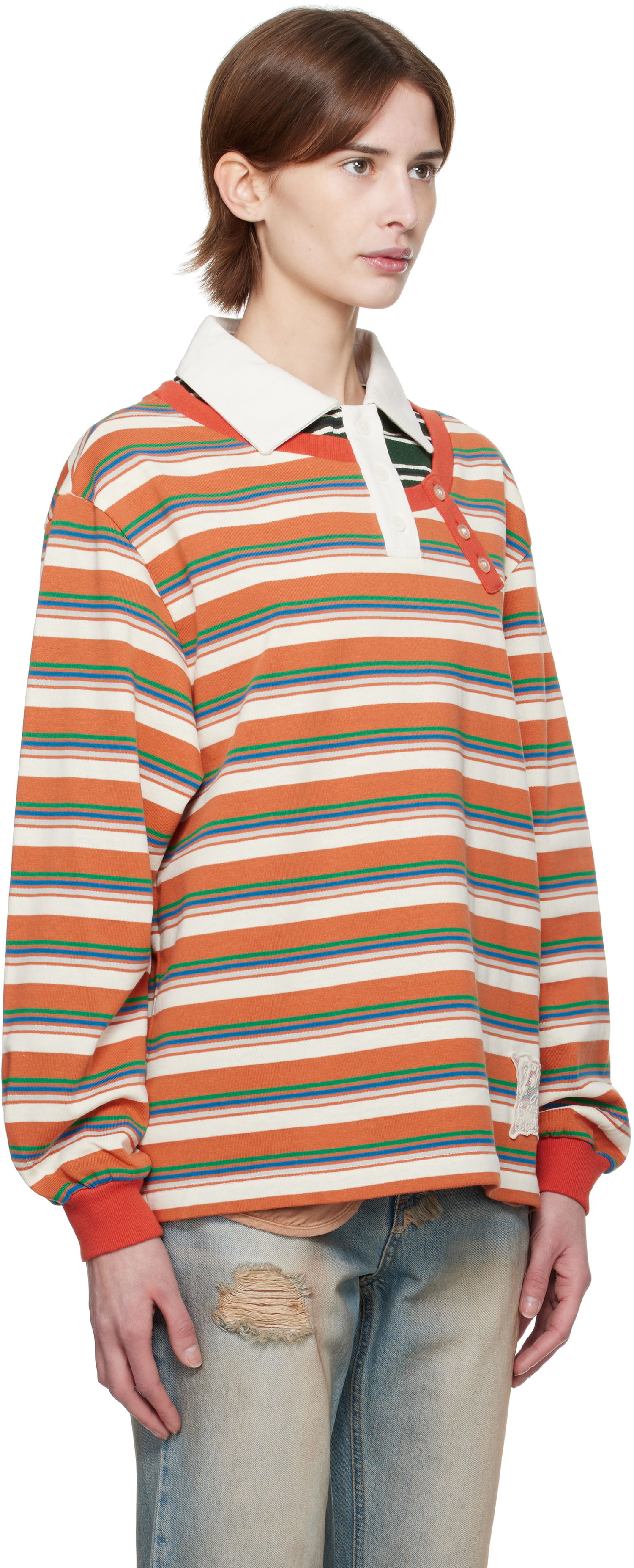 Polo skjorte Andersson Bell Andersson Bell Striped Long Sleeve Polo Orange | atb1259w, 1