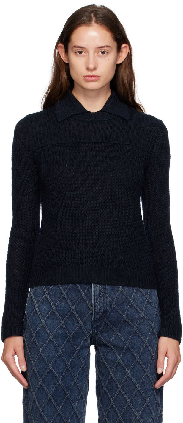 Sweater rag & bone Madix Knit Polo Top Blå | WAS24F023PB23