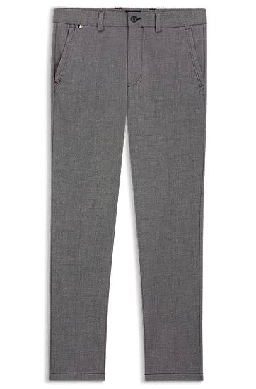 Bukser BOSS Slim-Fit Melange Stretch Trousers Grå | 50546875