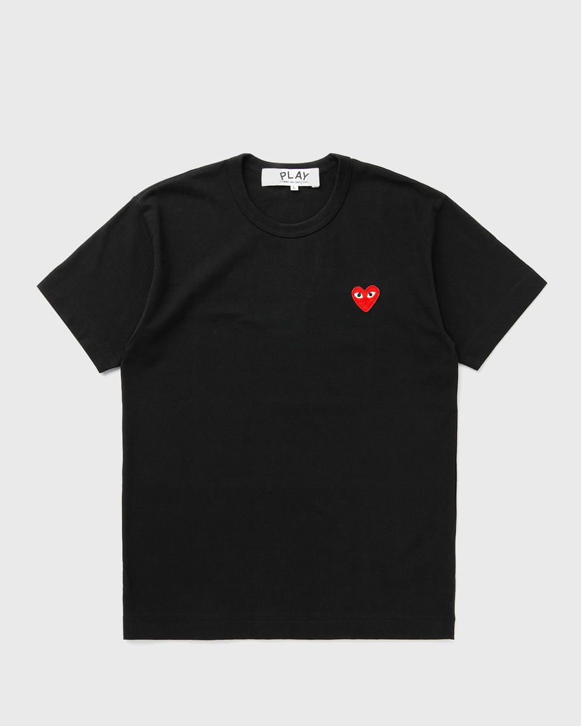 T-shirt Comme des Garçons Black Short Sleeve T-Shirt With Red Emblem Sort | AX-T108-051-BLACK