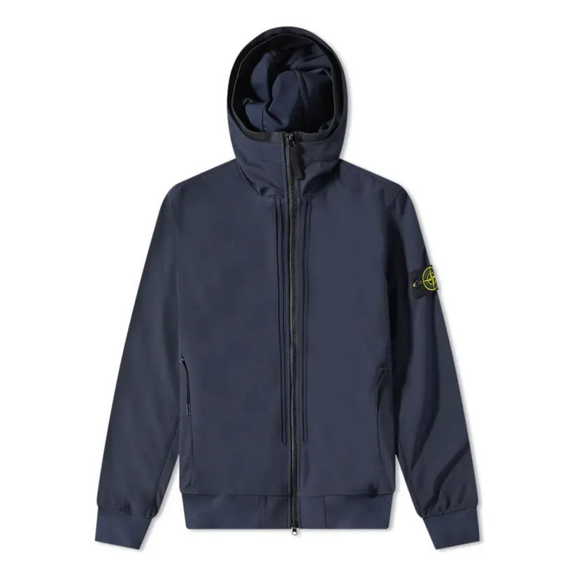 Vindjakke Stone Island Hooded Soft Shell-R Jacket Blå | 761540427-V0020