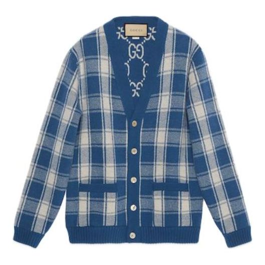Sweater Gucci Gucci Reversible Wool Cardigan Blå | 770586-XKDSM-4405