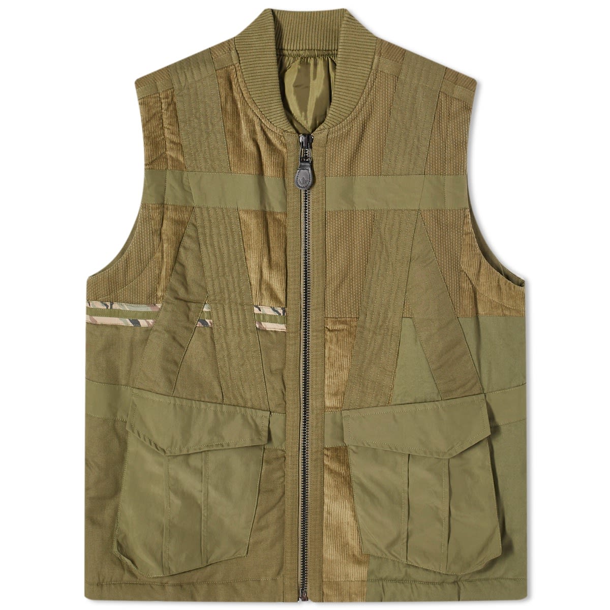 Vest Maharishi Tugihagi Patchwork Tobi Vest Grøn | 4558-OLV, 0