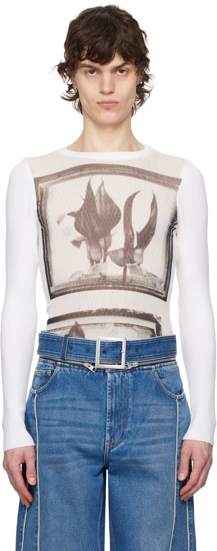 T-shirt Jean Paul Gaultier Jean Paul Gaultier Flowers Cadres T-Shirt Hvid | 25/33-F-TO259-T579-010200