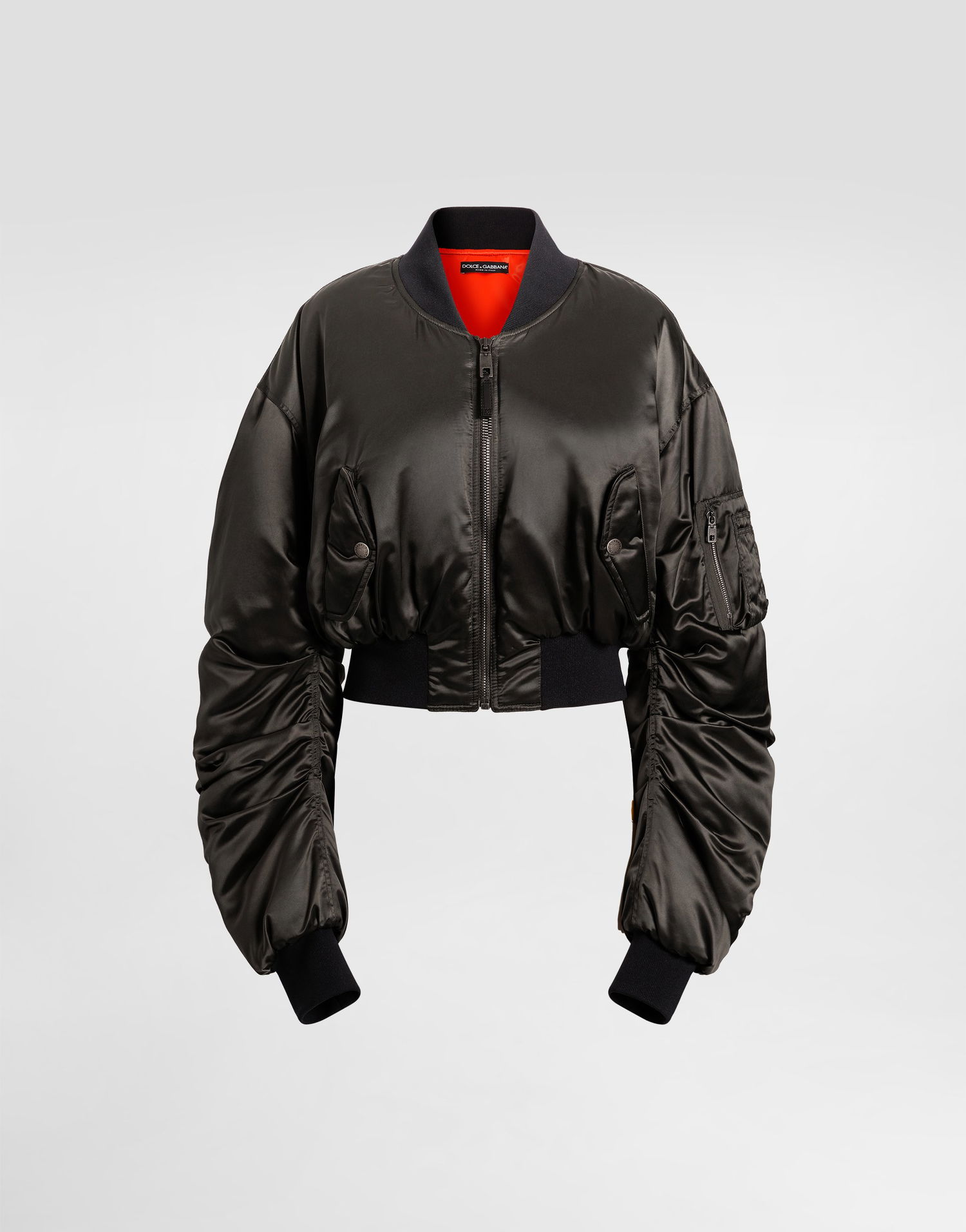 Bomberjakke Dolce & Gabbana Dolce & Gabbana Oversized Cropped Bomber Jacket Sort | F9T51TFUMS6N8476, 0