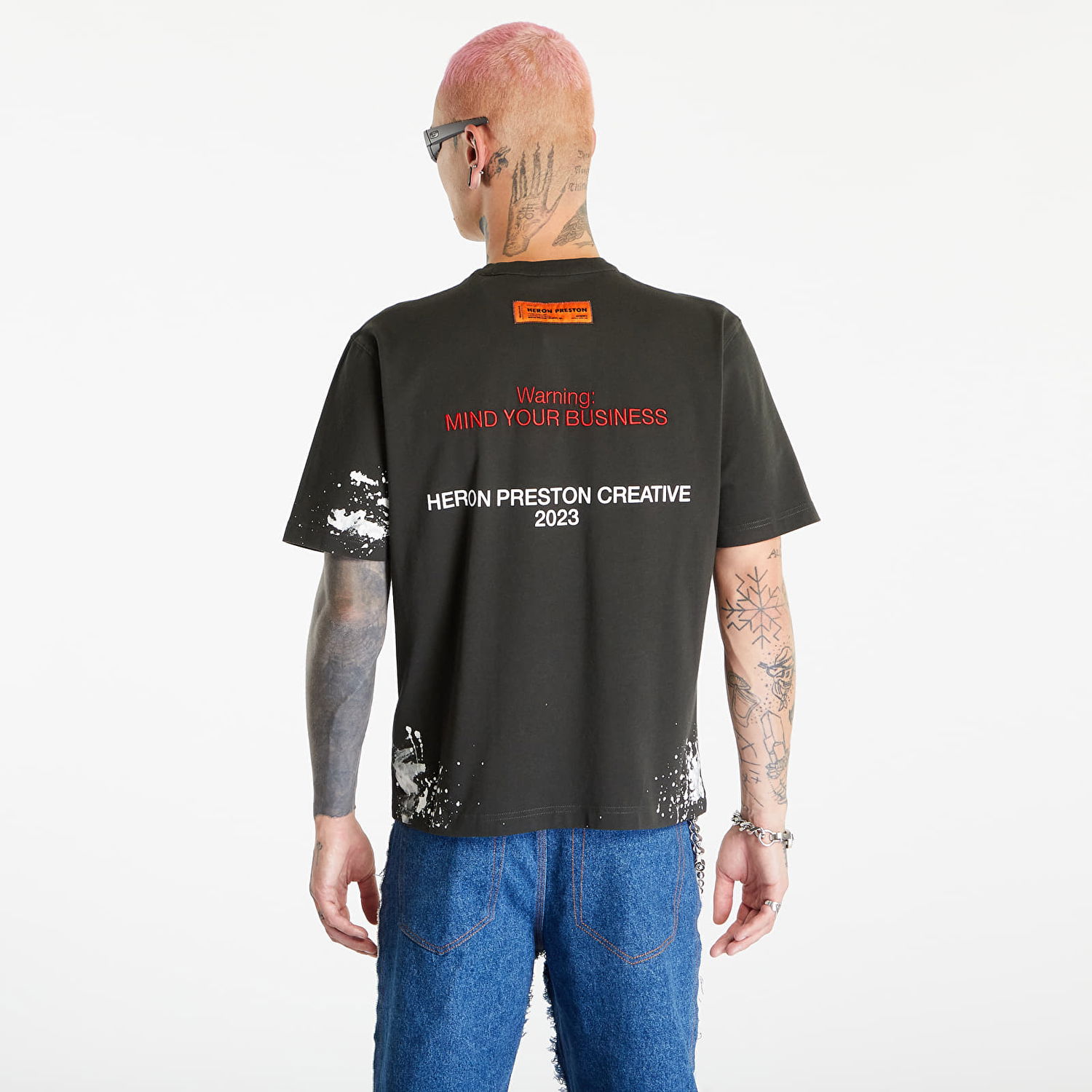 T-shirt HERON PRESTON 'H.P.C. Security' T-Shirt Sort | HMAA032F23JER0101001, 1