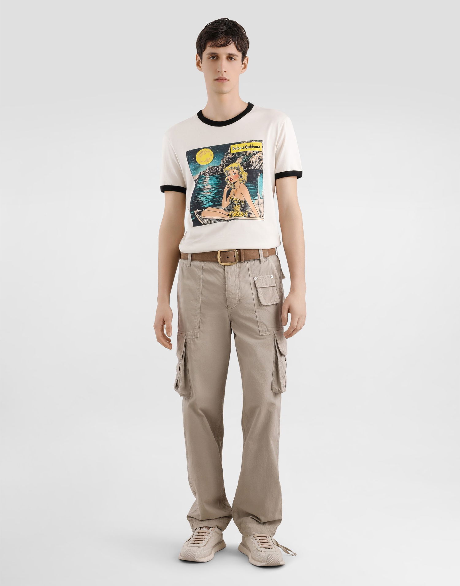 T-shirt Dolce & Gabbana Dolce & Gabbana Comic Print Cotton T-Shirt Beige | G8PV1TG7PHFA4567, 1