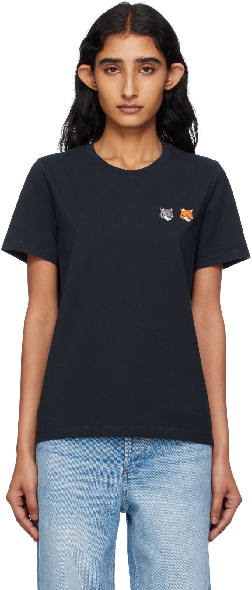 T-shirt MAISON KITSUNÉ Maison Kitsuné Double Fox Head T-Shirt Sort | OW011CFKJ0008