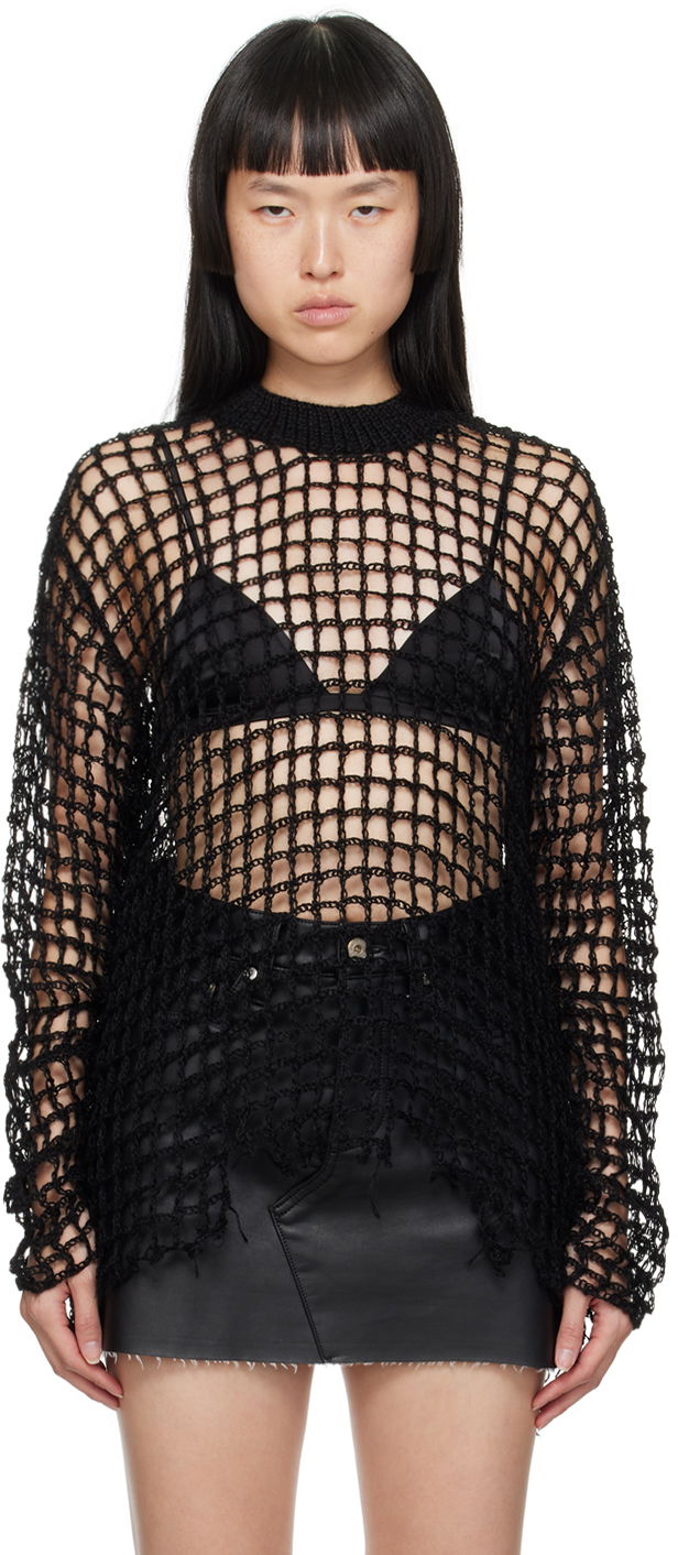 Sweater Junya Watanabe Frayed Hem Knitted Sweater Sort | JL-N027-051