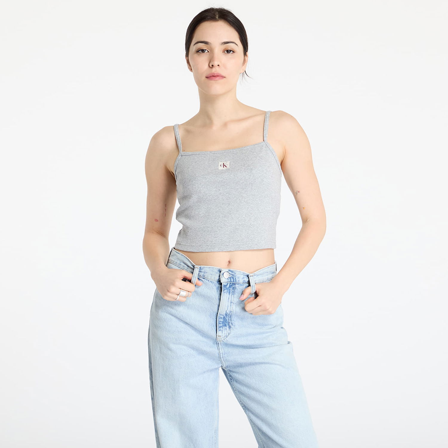 Tanktop CALVIN KLEIN Calvin Klein Jeans Women's Ribbed Crop Tank Top Grå | LV047C908G P79, 0