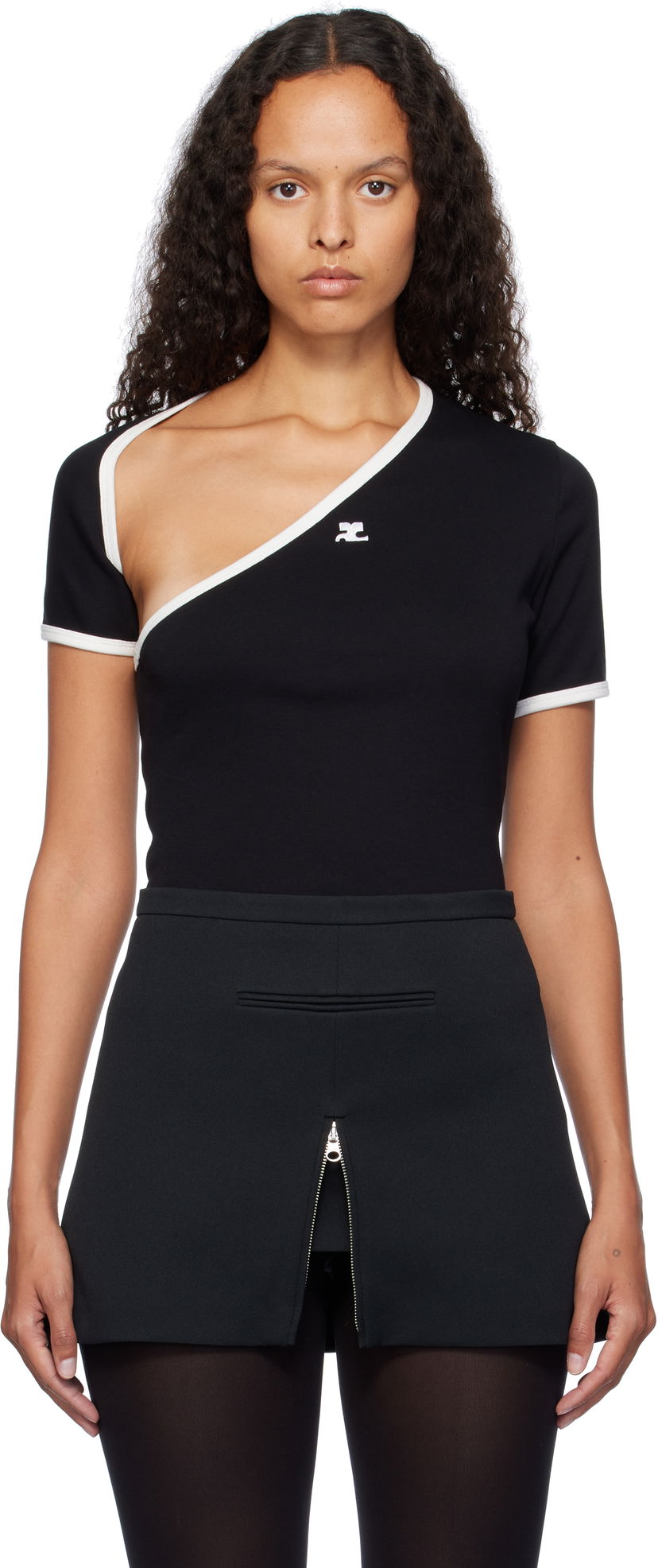 Tanktop Courrèges Slash Contrast T-Shirt Sort | 424JTS157JS0070