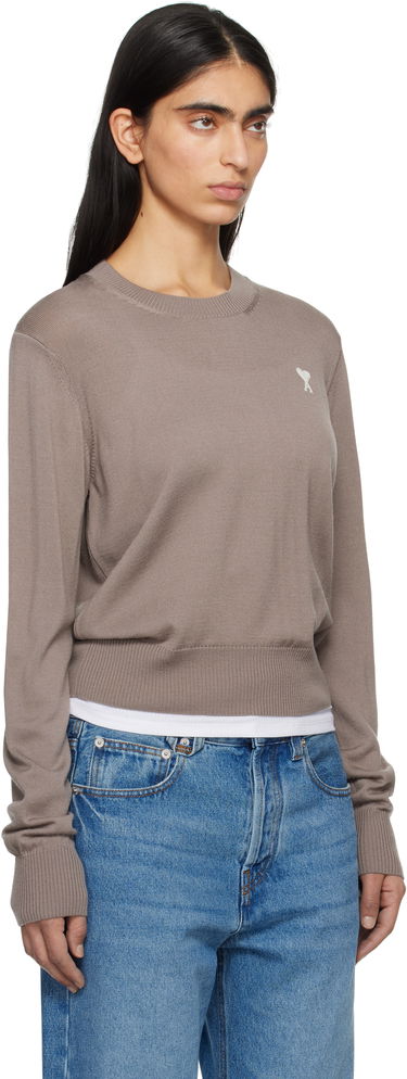 Sweater AMI AMI Paris Ami de Coeur Crew Neck Wool Sweater Gul | FKS121.KN0025, 4