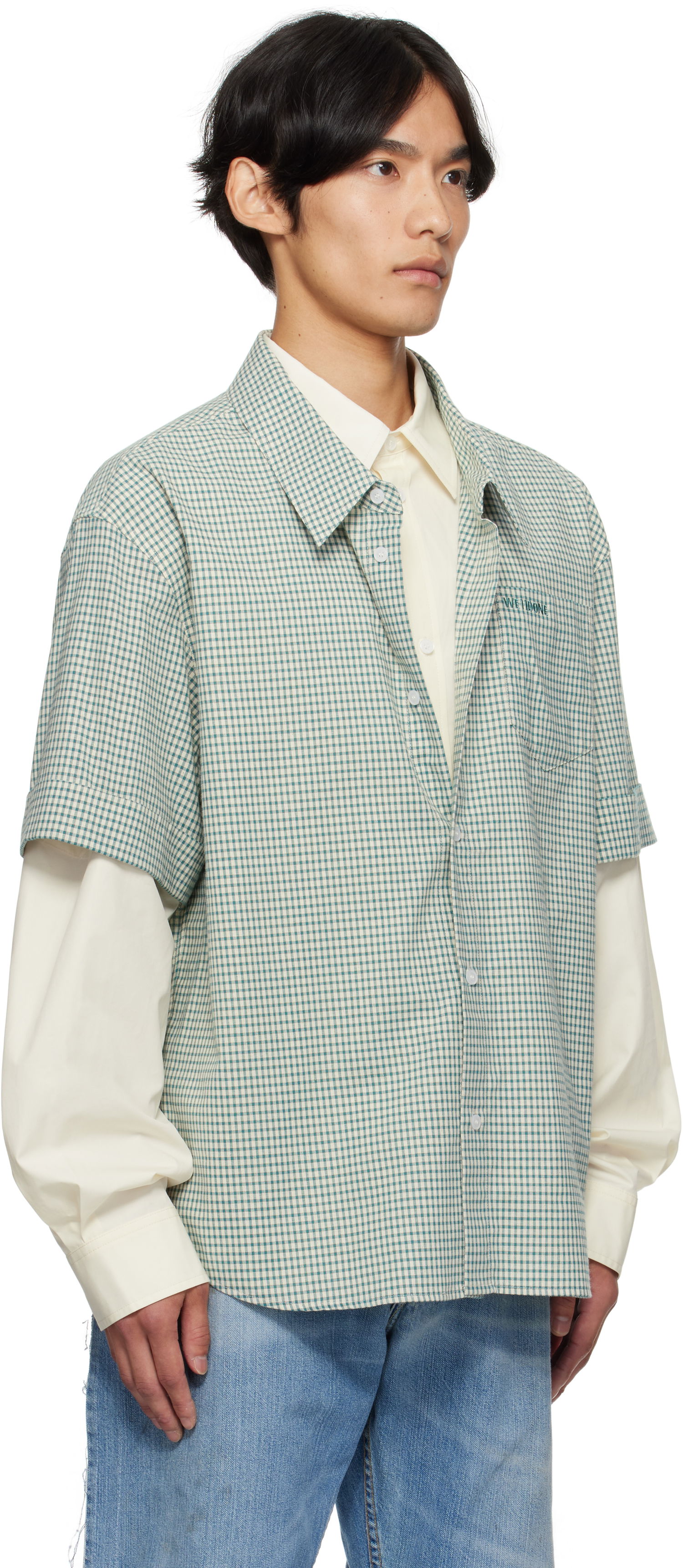 Skjorte We11done We11done Detachable Sleeves Shirt Grøn | WD-SH2-25-181-M-BG, 1