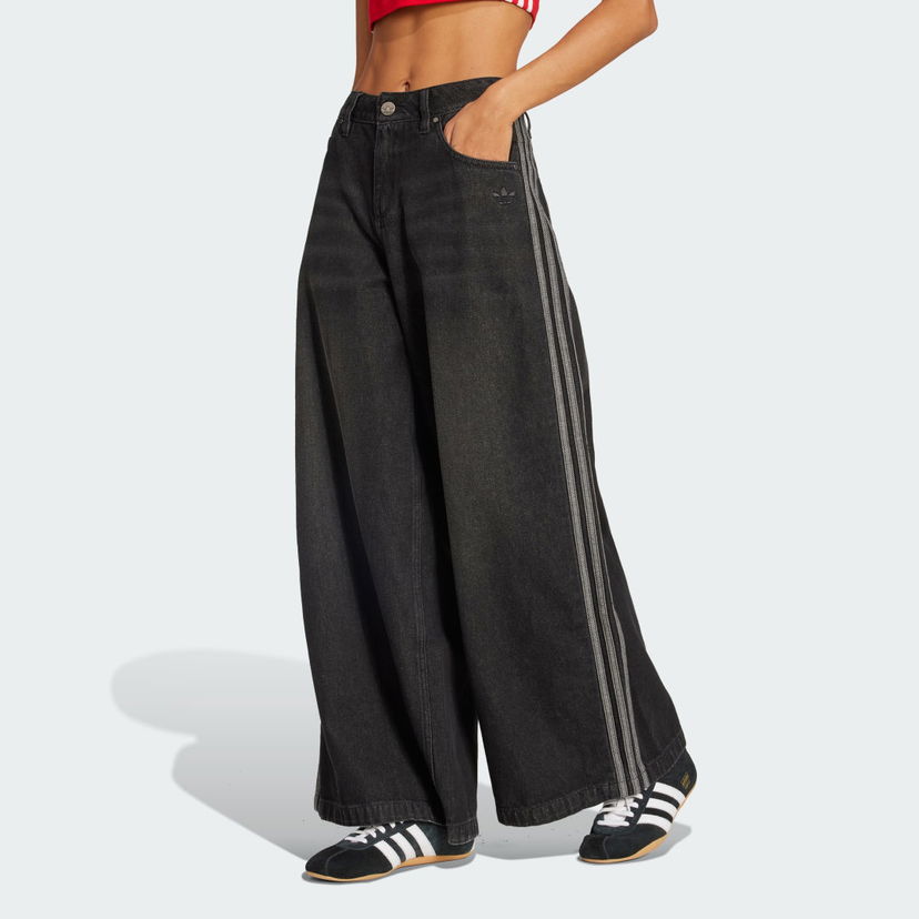 Jeans adidas Performance Adicolor Adilenium Wide-Leg Jeans Sort | JV7453