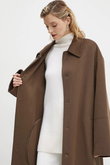 Frakker Nanushka Wool Overcoat with Belted Waist Brun | NM24FWJK02678, 6