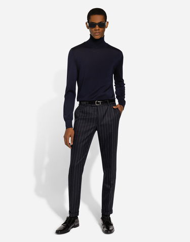 Bukser Dolce & Gabbana Dolce & Gabbana Tailored Striped Wool Pants Mørkeblå | GP09TTFR21HS8052, 1
