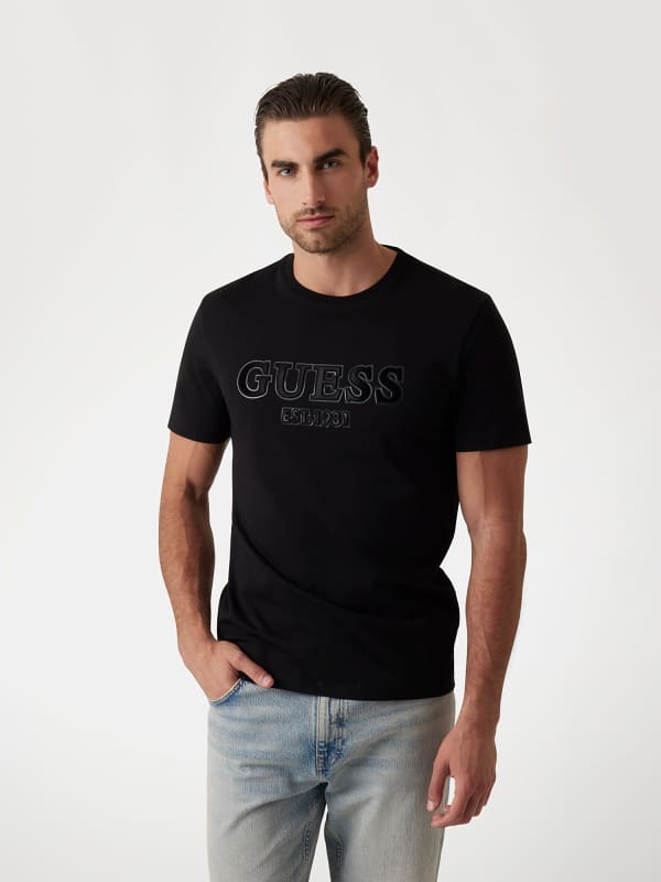 T-shirt GUESS Flocked Logo T-Shirt Sort | M5RI12J1314, 0