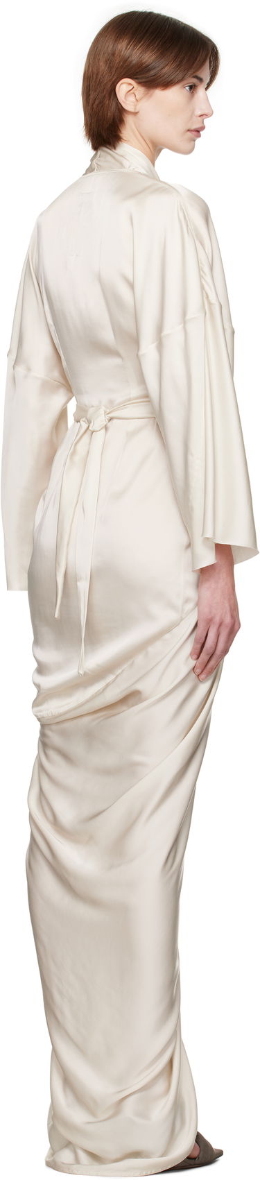 Kjole Rick Owens Rick Owens Hollywood Wrap Maxi Dress Beige | RP01E7566 SCH, 2