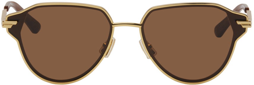 Solbriller Bottega Veneta Glaze Metal Aviator Sunglasses Beige | BV1271S-002, 0