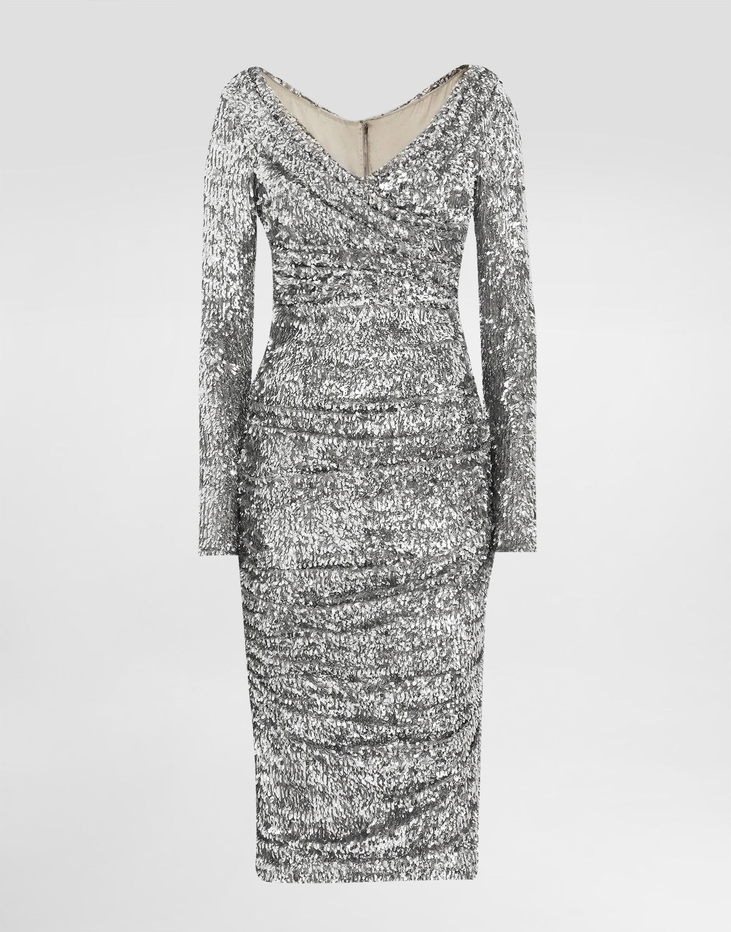 Kjole Dolce & Gabbana Draped Sequin Dress Collection 42 Metalisk | F60EMTFLSMCS0998, 0