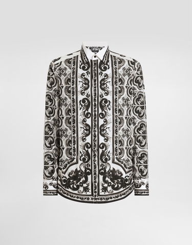 Skjorte Dolce & Gabbana Dolce & Gabbana Majolica Print Poplin Martini Shirt Flerfarvet | G5MM4THH5EMIU3TN, 0