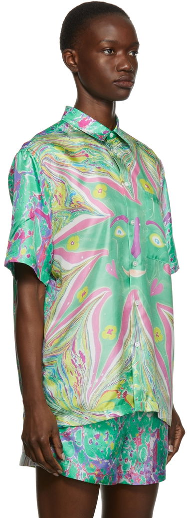 Skjorte Stella McCartney Stella McCartney Ricky Myfawnwy Edition Print Short Sleeve Shirt Grøn | 604051SSA65, 4