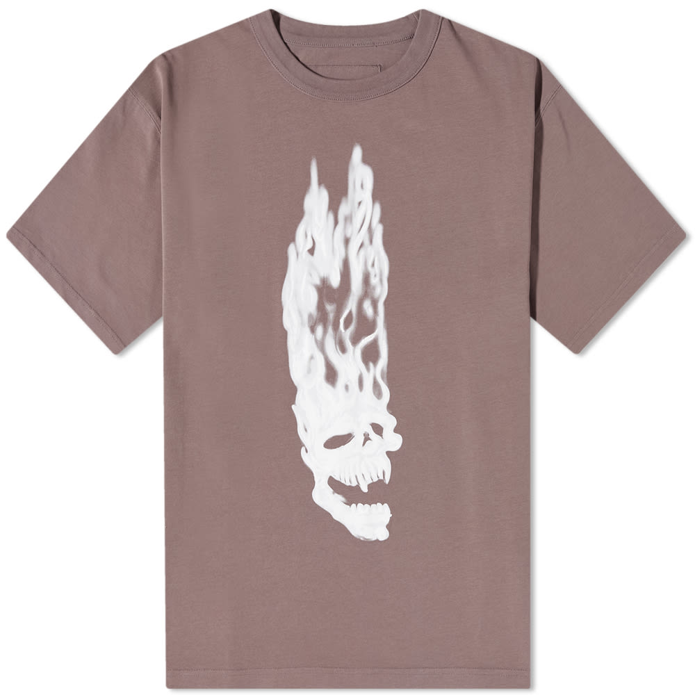 T-shirt HERON PRESTON Flaming Skull Tee Grå | HMAA032F22JER0010901, 0