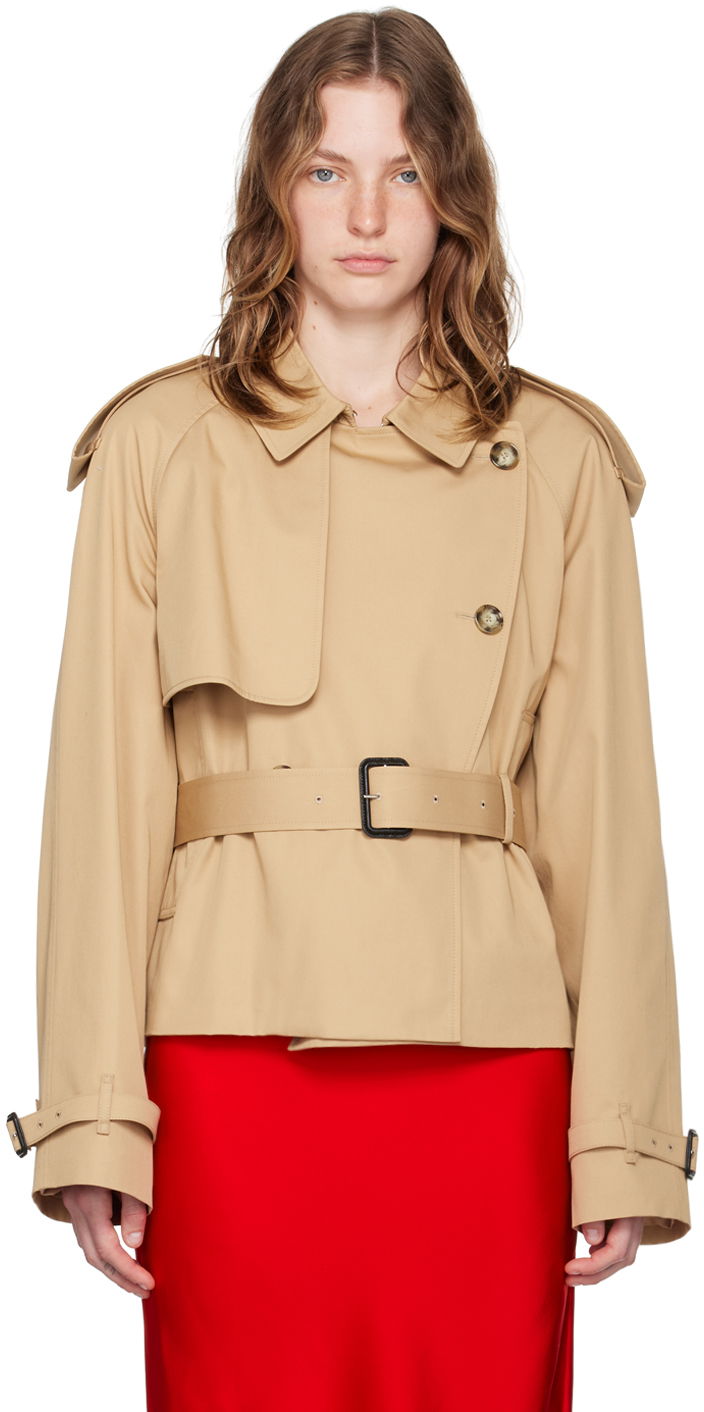 Trenchcoat Stella McCartney Stella McCartney Cropped Trench Coat Beige | 6700393CU403